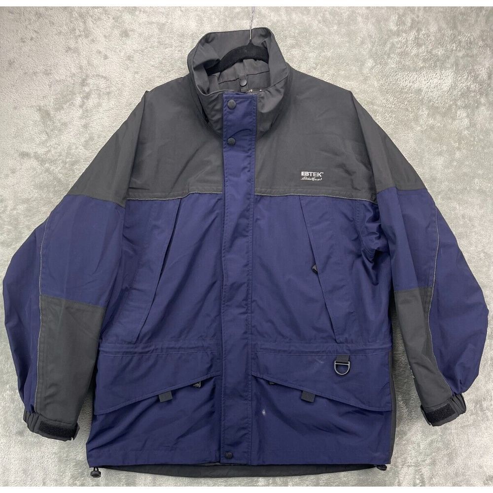 Eddie Bauer Men's‎ EBTECH Jacket Size M Grey Blue Full Zip Weather Edge Pockets